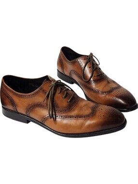 Gifennse Hand-Dyed/Sewn Leather Brogue Oxfords Size 10.5 EUC